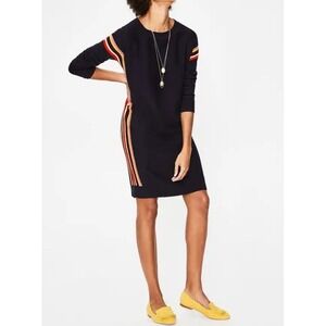 Boden Talise Blue Sweater Dress with Colorful Stripe Detail Size US 10